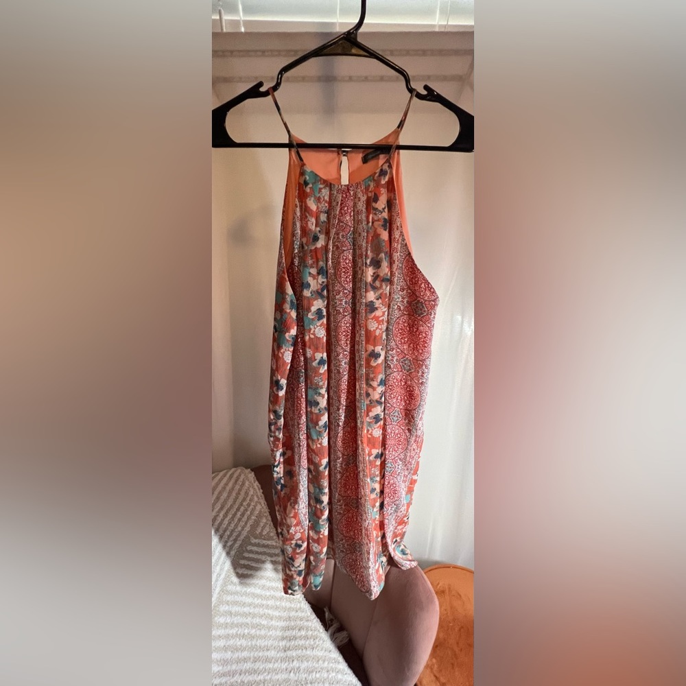 Multicolor High Neck Shift Mini Dress